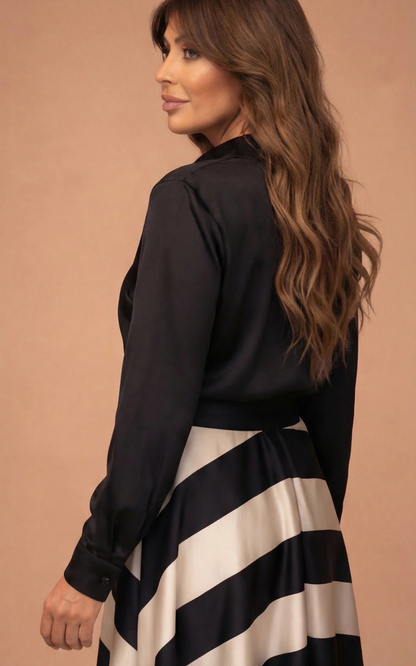 Zivara - Vestido maxi a rayas de tacto suave