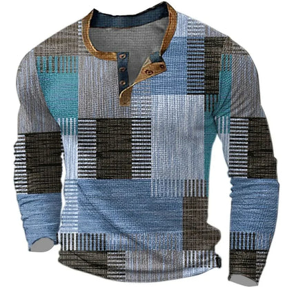 Soreth - Camisa de manga larga estilo patchwork, suave al tacto